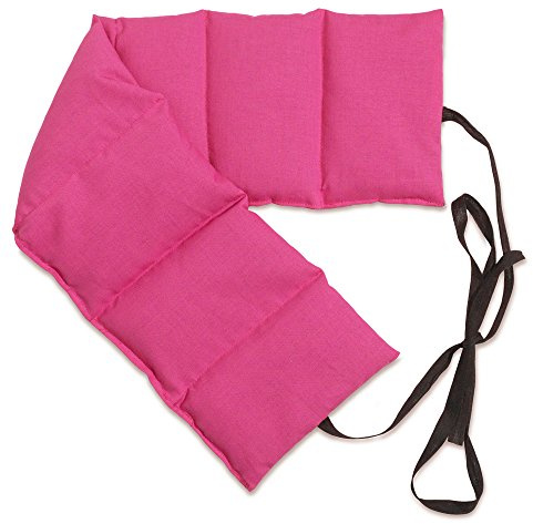Cuscino termico con semi di uva (65x15cm, rosa, 7 compartimenti con banda da legare) Cuscino riscaldabile per la schiena, lombare, stomaco e molto altro