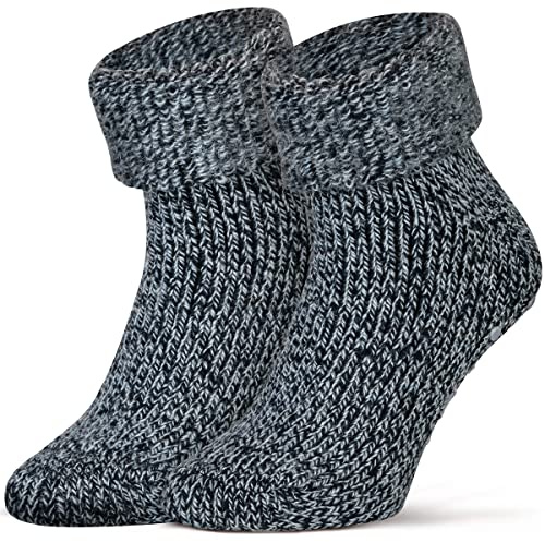 Piarini, calze antiscivolo di lana con applicazioni in antiscivolo. Calzini invernali norvegesi con interno in spugna, unisex, diversi colori, 1 paio Blu mélange 43-46