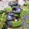 GARTENBRUNNEN BRUNNEN ZIERBRUNNEN VOGELBAD Wasserfall VOGELTRÄNKE GARTENLEUCHTE TEICHPUMPE GARTENDEKO, FELS-Kaskade geschwungen mit Pumpe und 4 RGB LED-Licht-230V (V012)