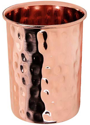 Zap Impex Vaso de cobre martillado, vaso de cobre puro, curación ayurvédica, bronce, Zap-232