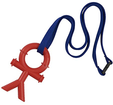 Sensory Direct Chewbuddy Stickman & Lanyard - Pack of 1, Sensory Toy for a Fidget, Chew or Teething Aid | for Kids, Adults, Autism, ADHD, ASD, SPD, Oral Motor or Anxiety Needs | Red