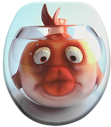 Sanilo WC Sitz mit Absenkautomatik, hochwertiger Toilettendeckel, einfache Montage, stabile Scharniere, Goldfisch