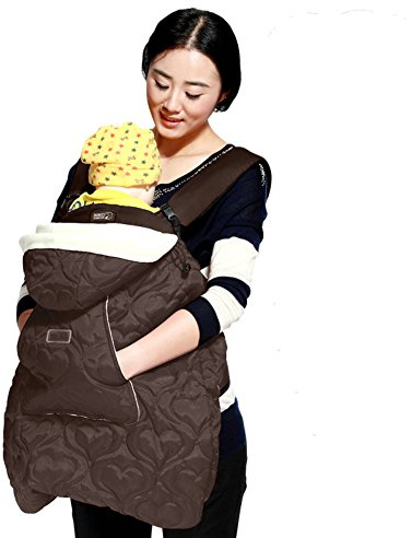 Couverture manteau cape de protection Porte-Bébé echarpe Douillet Chaude pour Maman Bébé contre le Vent et le Froid en Hiver (Café)