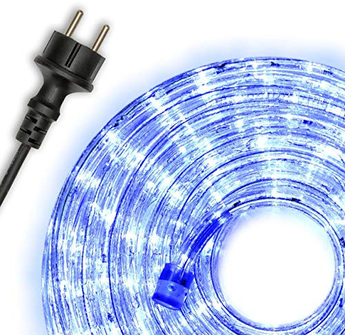 Nipach GmbH 20m 480 LED Lichterschlauch Lichtschlauch blau – Innen- und Außenbereich – energiesparende Leucht-Dekoration für Garten Fest Weihnachten Hochzeit Gesamtlänge ca. 21,50 m