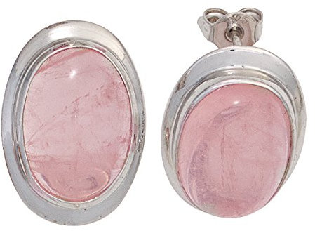 Jobo Damen-Ohrstecker aus 925 Sterling Silber mit Rosenquarz Oval