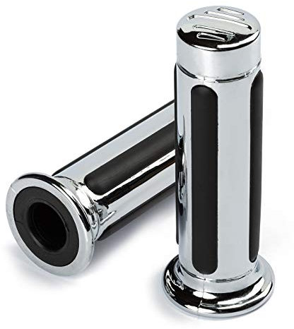 Coppia Manopole Custom Moto Scooter Universali Manubrio Diametro 24/22 Cromo