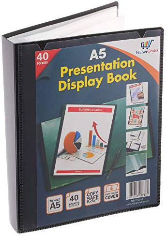 Classeur de présentation à 40 pochettes en plastique - Format A5-80 vues (lot de 3)