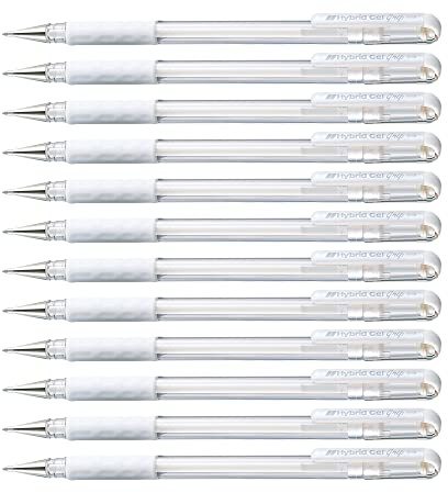 Pentel K118 Roller Gel Hybrid, Bianco 12 PZ