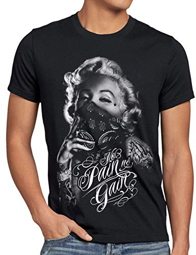 style3 Marilyn Tattoo No Pain Herren T-Shirt Rock tätowiert Biker usa, Größe:XXL