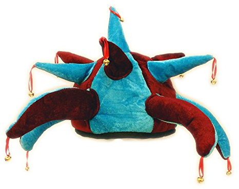 Calcio Rugby cappello da giullare con campane, Claret and Sky Blue
