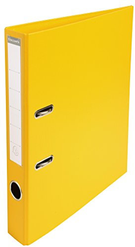 Exacompta 53549E Premium PP-Ordner Prem´Touch. 5 cm schmal DIN A4 Kunststoffbezug außen Papierbezug innen Rückenschild austauschbar Ringordner Aktenordner Briefordner Plastikordner gelb