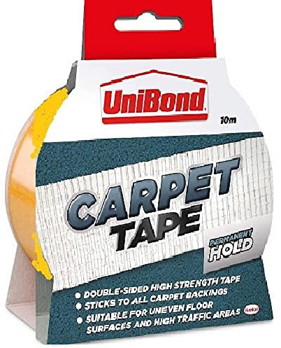 UniBond 1415416 Permanent Carpet to Floor Tape High Strength Adhesive - 50 mm x 10 m, Yellow