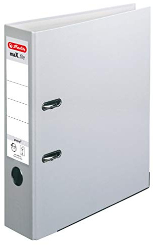 Herlitz 11416252 Ordner maX.file protect A4, 8 cm mit Einsteckrückenschild, 5er-Packung, FSC Mix, grau