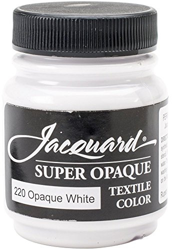 Jacquard Textile Color Super Opaque White - Permanent Fabric Paint for Clothes, Furniture Upholstery, Shoes or Tote Bags – Indoor & Outdoor Fabric Paint – 2.25 Oz Jar, Upholstery Fabric Paint
