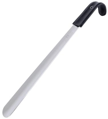 FootFitter Premium Stainless Steel Shoe Horn – Extra Thick, Best Sturdy Shoehorn with Genuine Leather Handle Grip (16 Shoe Horn)