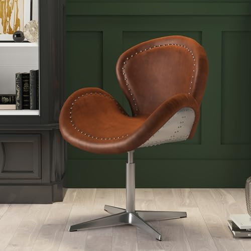 Phoenixarts Echtleder Vintage Ledersessel Braun Design Sessel Loft Drehsessel Lounge Clubsessel Möbel NEU 537