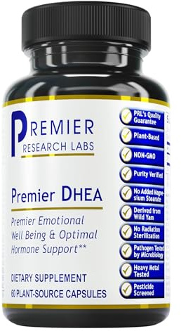 Premier Research Labs Premier DHEA - DHEA Supplement for Women & Men, Pure DHEA 25mg, Hormone Support for Healthy Aging, Wild Yam DHEA, Vegan Friendly - 60 Vegetarian Capsules