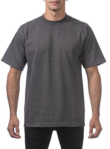 Pro Club Men's Heavyweight Cotton Short Sleeve Crew Neck T-Shirt, Charcoal, Large
