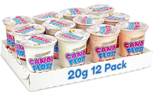 Sweetzone Candy Floss Halal Sweets Tub 20g x 12 Pack, Sweets Bulk, Retro Sweets, Cotton Sweets, Sweet Box, Bulk Sweets, Candy for Sweet Bags, Sweet Tub Delight, Bulk Candy