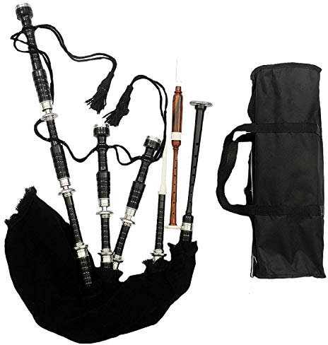 Great Highland Bagpipes Palisander Silber Mengen/Schottische Dudelsäcke Hartschale