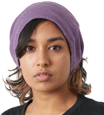 CHARM Pannband för kvinnor halsvärmare – 100% ekologisk bomull hårsjal öronvärmare cirkel tubhalsduk, Lila, one size