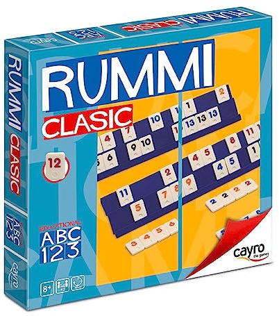 Cayro – Rummi – ab 8 Jahren – klassisches Modell – Brettspiele für Kinder und Erwachsene – lustiges Spiel – 106 Teile, 1 Stoffbeutel und 4 Ständer – 2 bis 4 Spieler