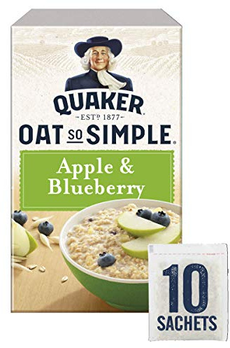 Quaker Oat So Simple Apple and Blueberry Porridge Sachets 36 g, 10 Count (Pack of 6)