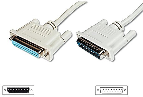 DIGITUS Paralleles Anschluss-Kabel - D-Sub 25 zu D-Sub 25 - Stecker zu Buchse - 10.0m - Verlängerungskabel - Beige