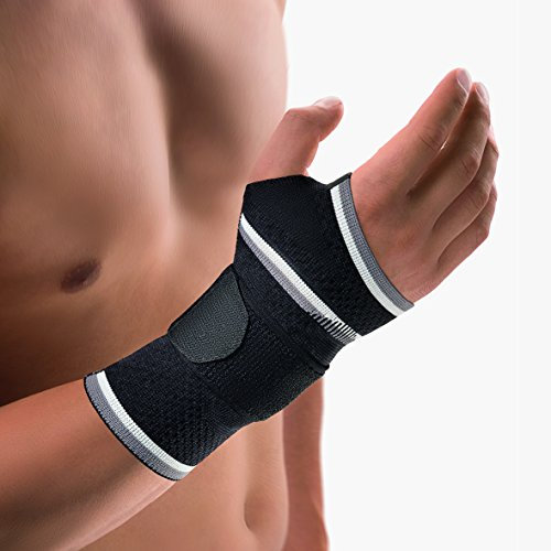 Bort 112920 medium links schwarz ManuBasic Handgelenkbandage, rechts oder links tragbar in verschiedenen Farben, links medium, schwarz