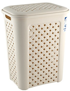 Tontarelli Arianna Cesta Portabiancheria, Modello Traforato, Plastica, Beige, 50 Litri