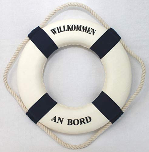 Unbekannt Deko Rettungsring blau/weiß Willkommen an Bord 25cm