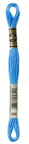 DMC 117-996 6 Filo da ricamo in cotone a 6 capi, medio, blu elettrico medio, 8 m