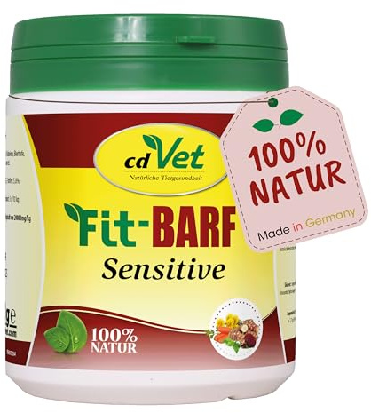 cdVet Naturprodukter Fit-BARF Sensitive 350 g – hund och katt – spannmålsfri – balanserad kost vid råfoder – bukspottkörtel-, njur-, lever-, reduceringsdieter – vitaminer – BARFEN –