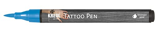 KREUL 62102 - Tattoo Pen blau, Strichstärke 0,5 - 3 mm, Kosmetiktinte auf Wasserbasis, hält bis zu 5 Tage, dermatologisch getestet, vegan, parabenfrei