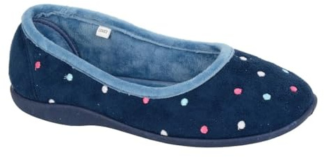 Sleepers Womens Isla Memory Foam Dotted Ballerina Slippers Blue/Turquoise