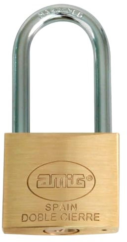Amig - Candado de seguridad - Incluye 2 llaves - Arco largo - Latón y arco de Acero tratado - Para taquillas de gimnasio, puertas, armarios, maletas, mochilas - Ancho: 60 mm