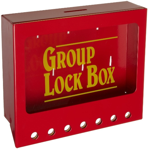 Brady Wandmontage-Gruppenschlosskasten für Lockout/Tagout, klein, 17,8 cm Höhe, 20,3 cm Breite, 5,4 cm Tiefe, 105714, rot
