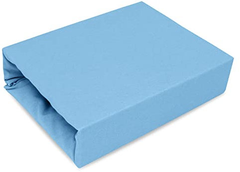 Best for Kids Spannbettlaken Spannbetttuch 100% Baumwolle Jersey in 22 Farben und 9 Größen (80x200, Hellblau)