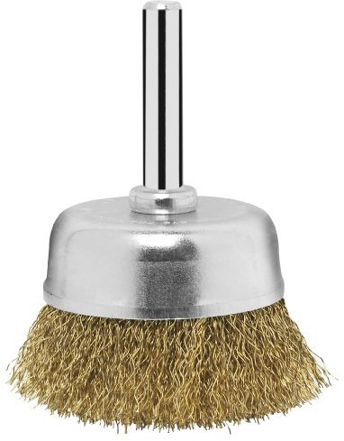 Bosch 1x Spazzola a Tazza (per Metalli ferrosi, Filo Ondulato, Ottonato, Ø 6 x 50 mm, Accessorio Trapano)