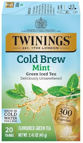 Twinings, Cold Brewed Iced Tea, Green Tea with Mint, 20 Tea Bags, 1.41 oz (40 g)