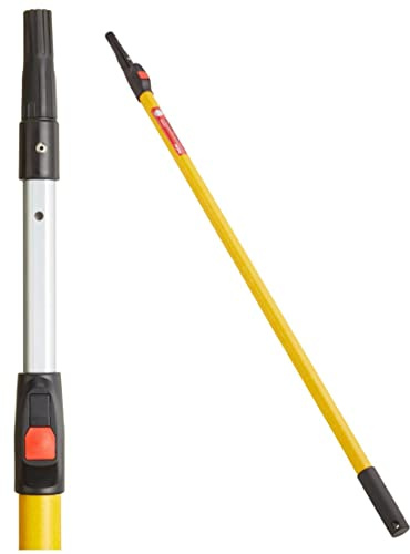 ProDec asta di prolunga in fibra di vetro e alluminio con chiusura a pulsante per telai a rullo per verniciatura, per una portata maggiore compatibile con telai a vite e a pressione