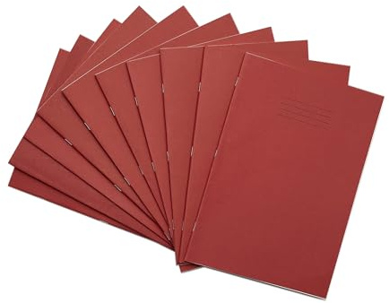 Rhino A4 Exercise Books, 64-Page/Blank Paper Notebook, 50-Pack, Office & School Stationery Supplies, Red