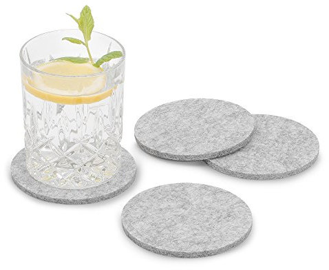 FILU Filzuntersetzer rund 8er Pack (Farbe wählbar) hellgrau - Untersetzer aus Filz für Tisch und Bar als Glasuntersetzer/Getränkeuntersetzer für Glas und Gläser ? grau