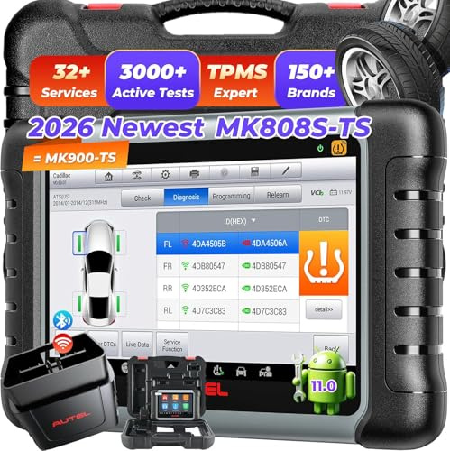 Autel MaxiCOM MK808S-TS Scanner, TPMS Completa Comprobar/Activar/Reaprender, MX-Sensores de Programación, BT Sistemas de Diagnóstico Completo, Prueba Activa, 28+ Servicios, AutoAuth para FCA SGW