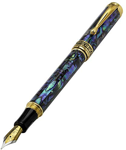 Xezo Maestro Coquillage Naturel Pointe fine Stylo à plume avec Plaqué or 18 K pièces exquis Cadeau pas deux stylos Alike (Maestro Coquillage Fpg)