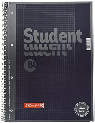 BRUNNEN Collegeblock Premium Student | A4, Lineatur 26, 80 Blatt, anthrazit