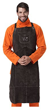 AllyProtect Welding Apron Flame Resistant Leather Welding Bib with Pocket for Men Women for Woodworking Heavy Duty Work