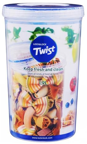 LocknLock Round 1.9ltr Food Storage Containers with Lids - Airtight & Watertight, Microwave & Dishwasher Safe Food Containers with Twist Lids (127 x 206mm)