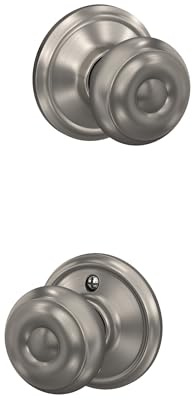 Schlage F10 GEO 619 Georgian Door Knob, Hall & Closet Passage Lock, Satin Nickel