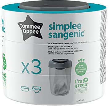 Tommee Tippee Simplee Recambio para el Contenedor, Paquete de 3, solo compatibles con contenedores de pañales Simplee Sangenic
